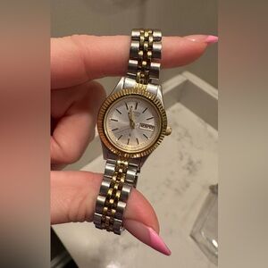 Vintage Dainty Two Tone Citizen Day Date Watch Ladies